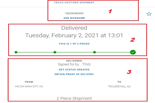 tracking number FedEx express Vietnam